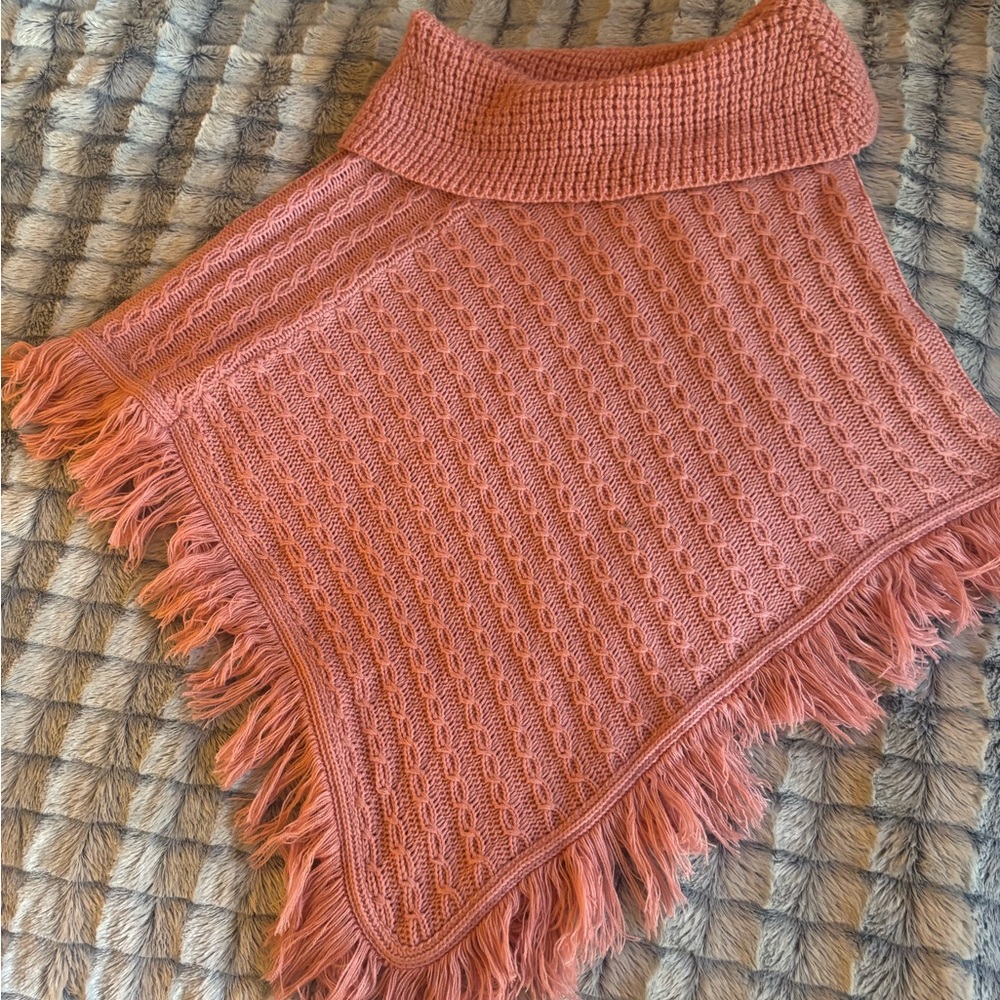 bydesign One Size Pink Cowl Neck Sweater Poncho